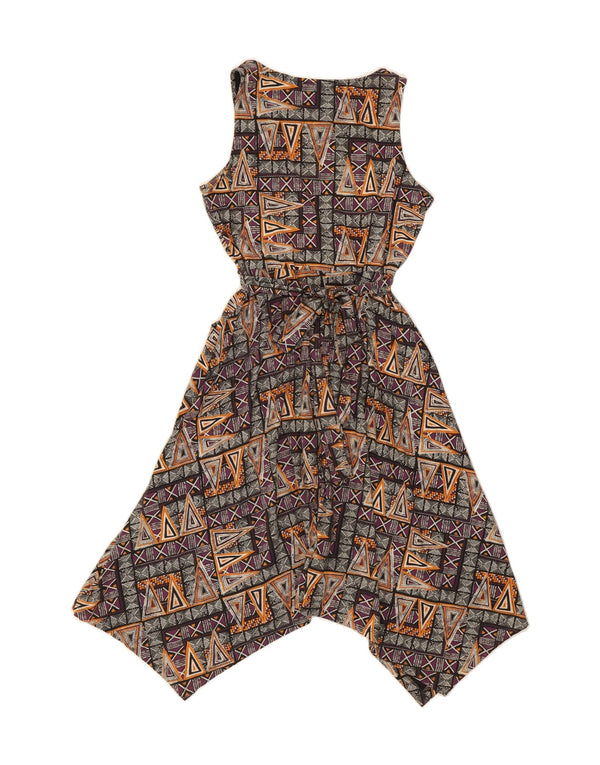 FAT FACE Vestido maxi feminino sem mangas Reino Unido 12 médio multicolorido geométrico