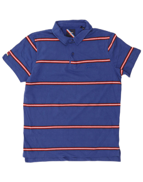 Camisa polo masculina Superdry XL azul marinho listrado algodão