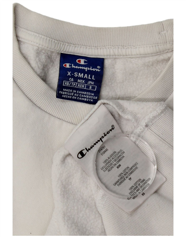 Champion feminino oversized moletom jumper UK 6 XS algodão branco
