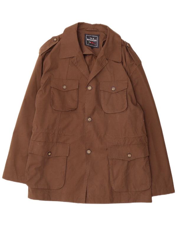 Jaqueta utilitária militar masculina Sea Barrier Reino Unido 42 XL algodão marrom