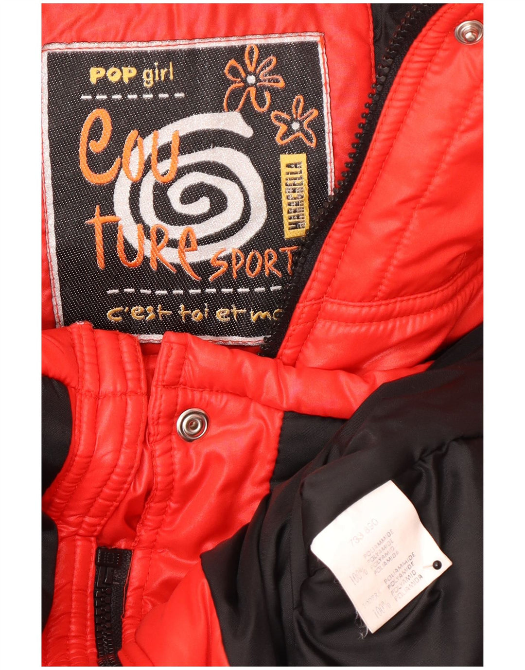 Jaqueta vintage acolchoada com capuz para meninas 15-16 anos poliamida vermelha