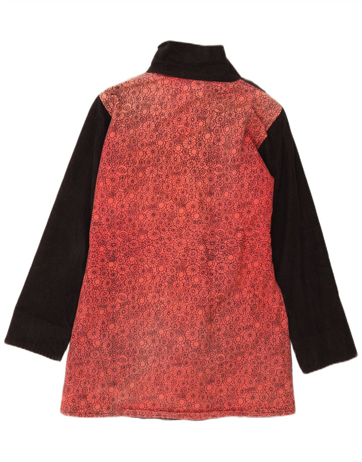 Sobretudo feminino vintage UK 12 médio preto patchwork algodão