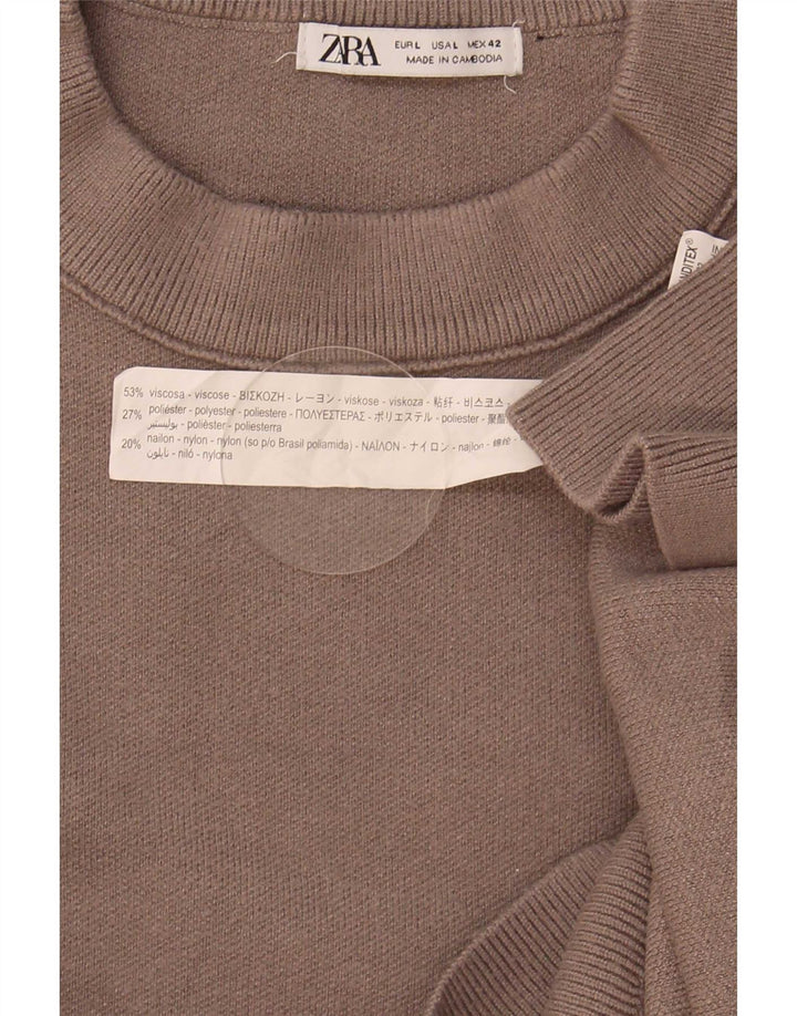 Zara Suéter masculino com gola redonda, grande viscose marrom