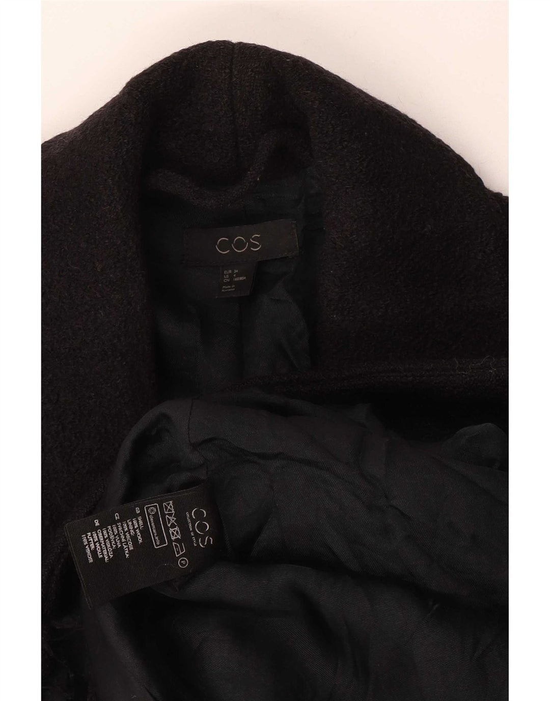 Sobretudo feminino Cos EU 34 XS lã preta