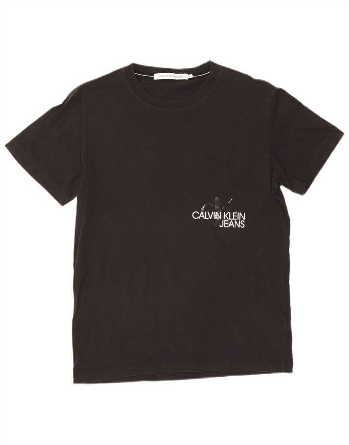 Camiseta masculina CALVIN KLEIN JEANS com estampa gráfica pequena de algodão preto