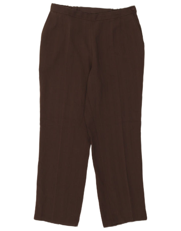 Calça casual feminina Marks & Spencer UK 16 grande W31 L27 listrada marrom