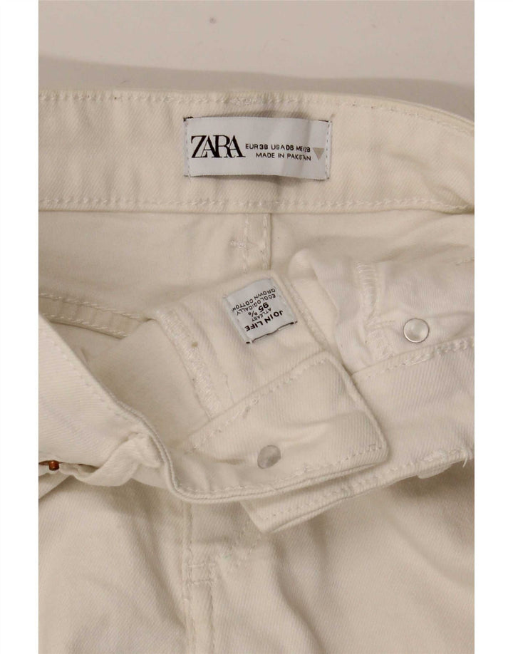 Zara Jeans feminino queimado EU 38 pequeno W28 L26 algodão branco