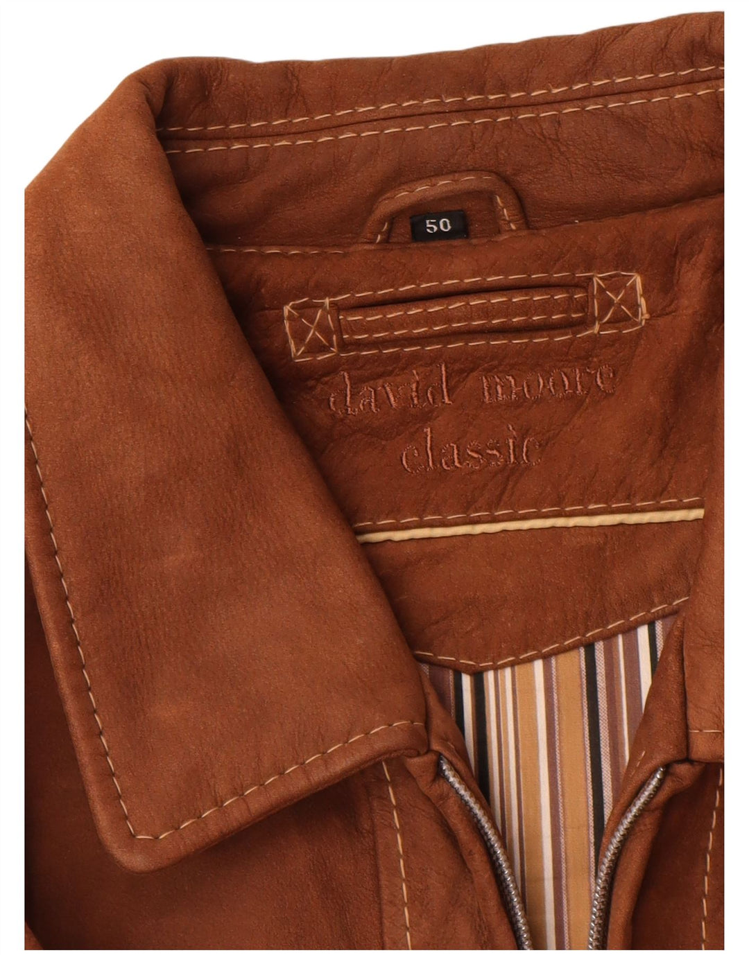 Jaqueta de couro masculina David Moore IT 50 grande couro marrom