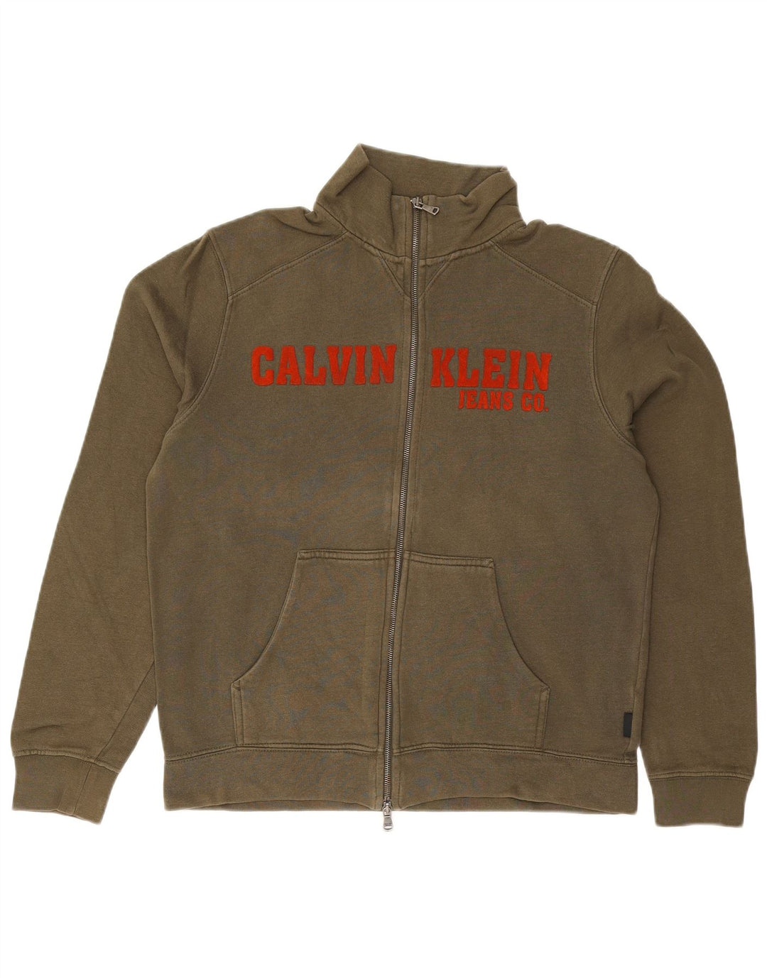 CALVIN KLEIN JEANS Jaqueta masculina de agasalho gráfico grande de algodão cáqui