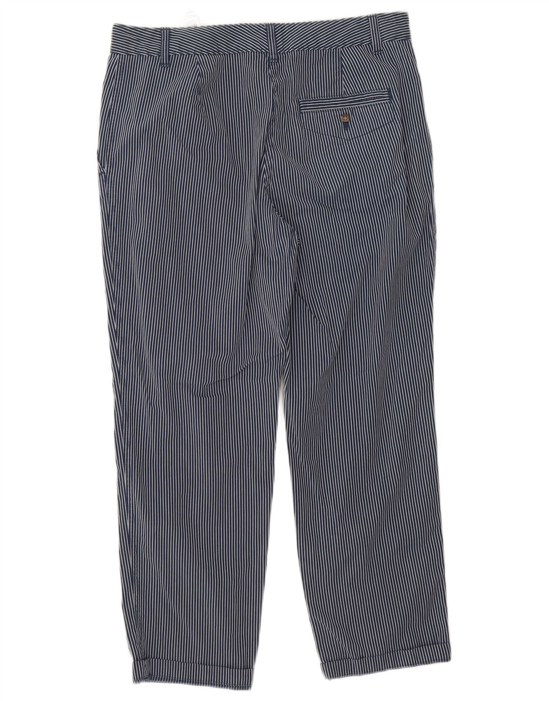 Calças cortadas femininas Marks & Spencer UK 12 médio W32 L25 azul marinho