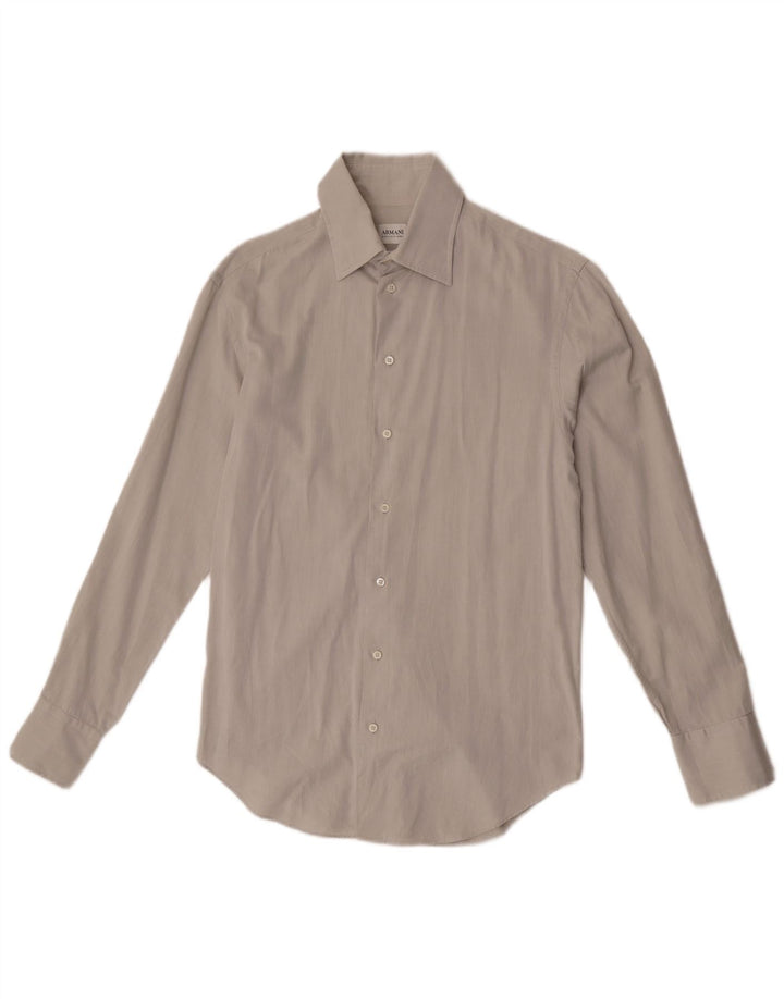 Camisa masculina Armani Collezioni tamanho 39 15 1/2 algodão cinza médio