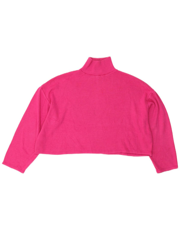 Zara Womens Crop Oversized Top Manga Longa Reino Unido 12 Poliéster Rosa Médio
