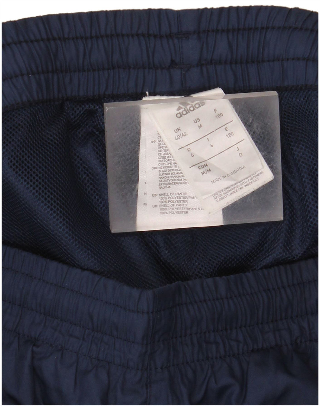 Calças de treino masculinas Adidas UK 40/42 poliéster azul marinho médio