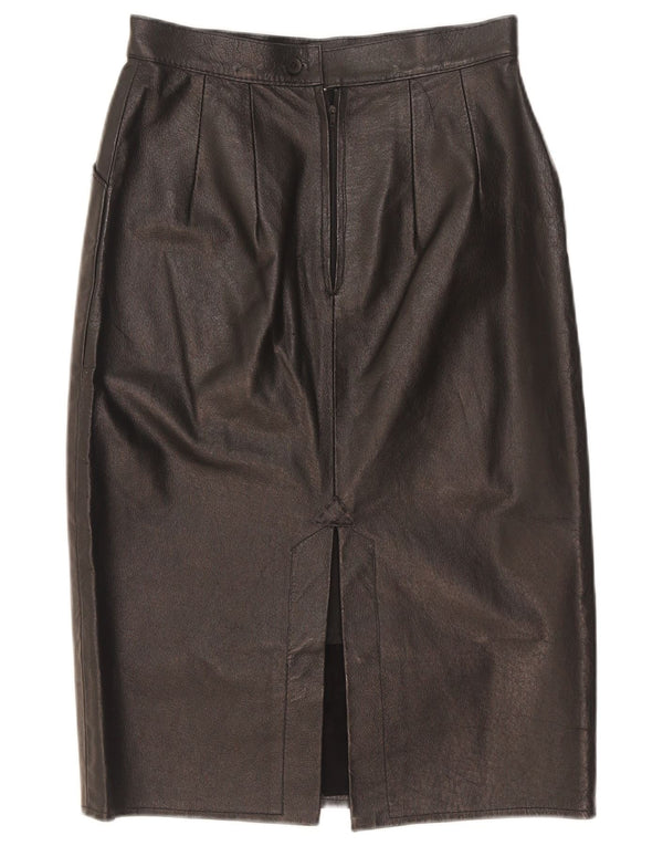 Saia feminina vintage de couro midi W25 XS preta