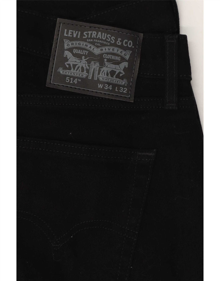 Jeans Levis 514 Straight Masculino W34 L32 Algodão Preto