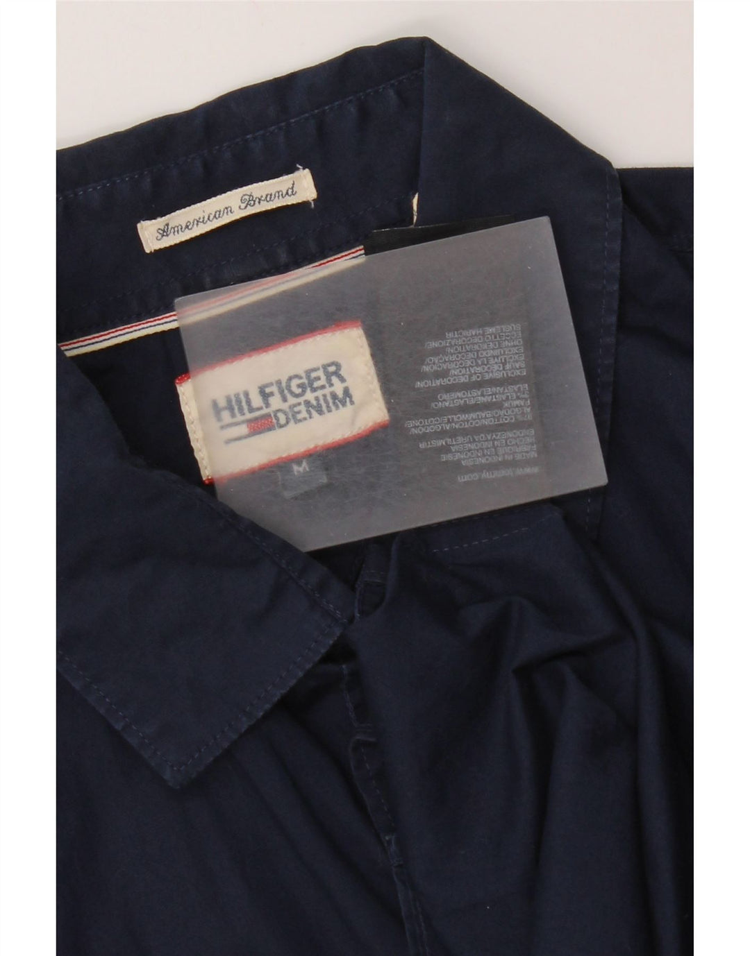 Camisa masculina de manga curta Tommy Hilfiger algodão azul marinho médio