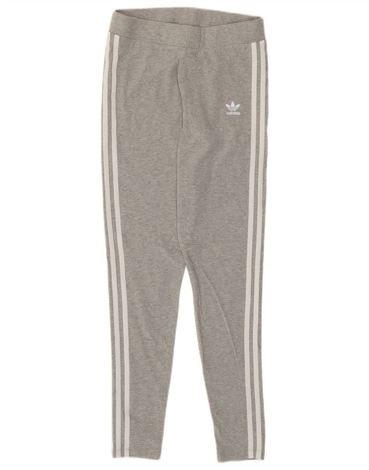 Leggings Adidas Femininas UK 10 Pequenas Cinza Algodão