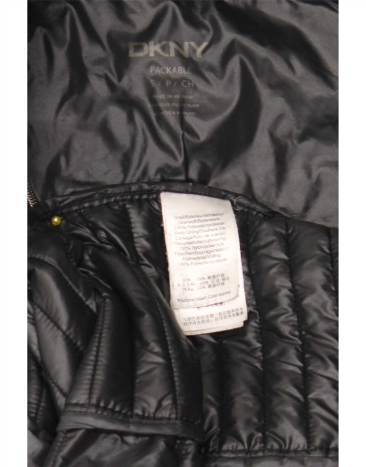 Casaco acolchoado com capuz feminino Dkny UK 10 pequeno poliéster preto