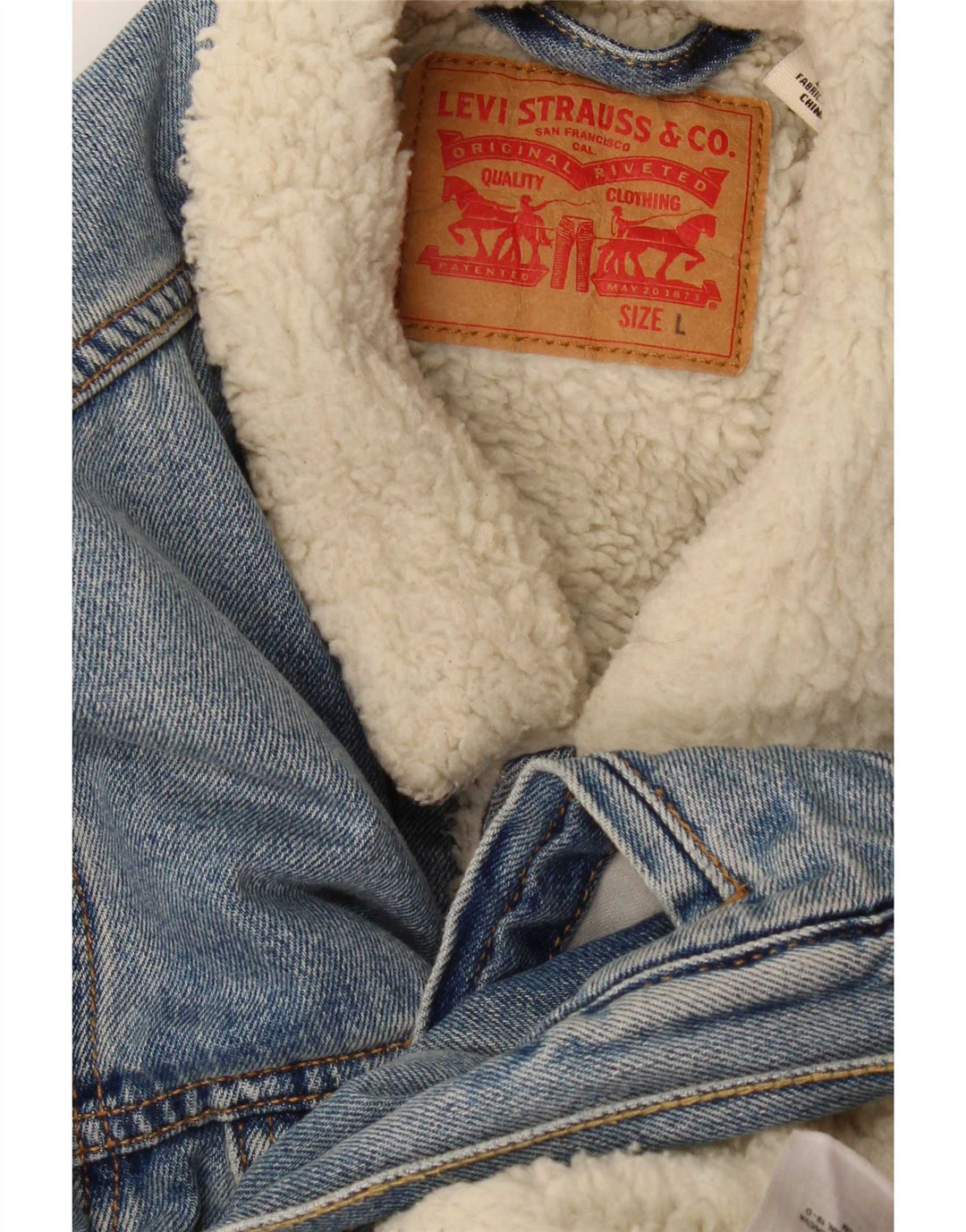 Jaqueta jeans masculina Sherpa Levi's UK 40 grande azul