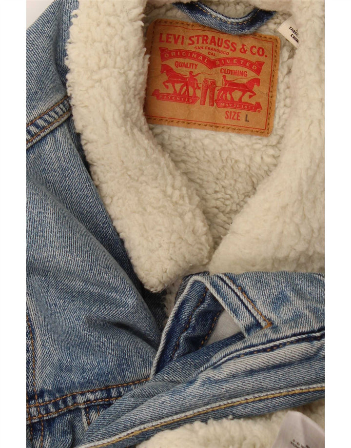 Jaqueta jeans masculina Sherpa Levi's UK 40 grande azul
