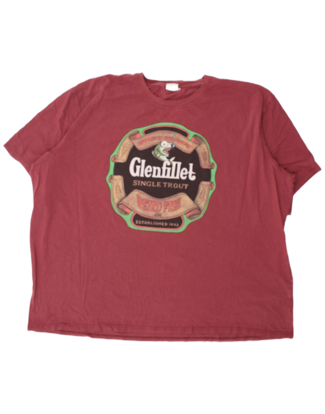 Camiseta gráfica masculina WEIRD FISH Top 4XL algodão vermelho