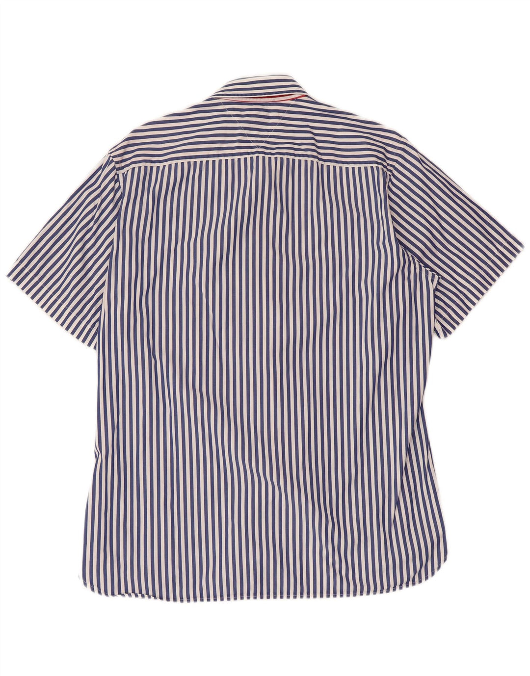 Camisa masculina TOMMY HILFIGER de manga curta com ajuste personalizado grande listrada azul marinho