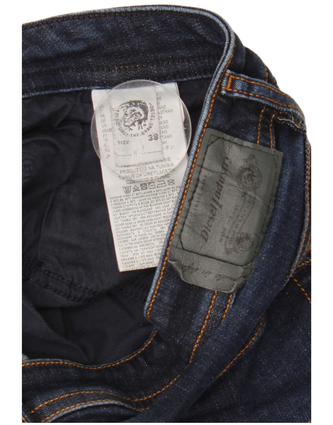 Diesel Mens Slim Jeans W38 L31 Azul Marinho Algodão