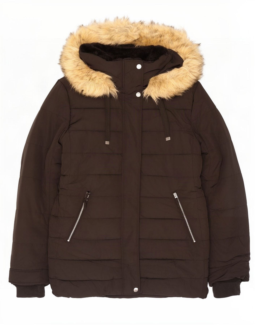 Jaqueta acolchoada com capuz feminina Zara UK 20 2XL poliéster preto