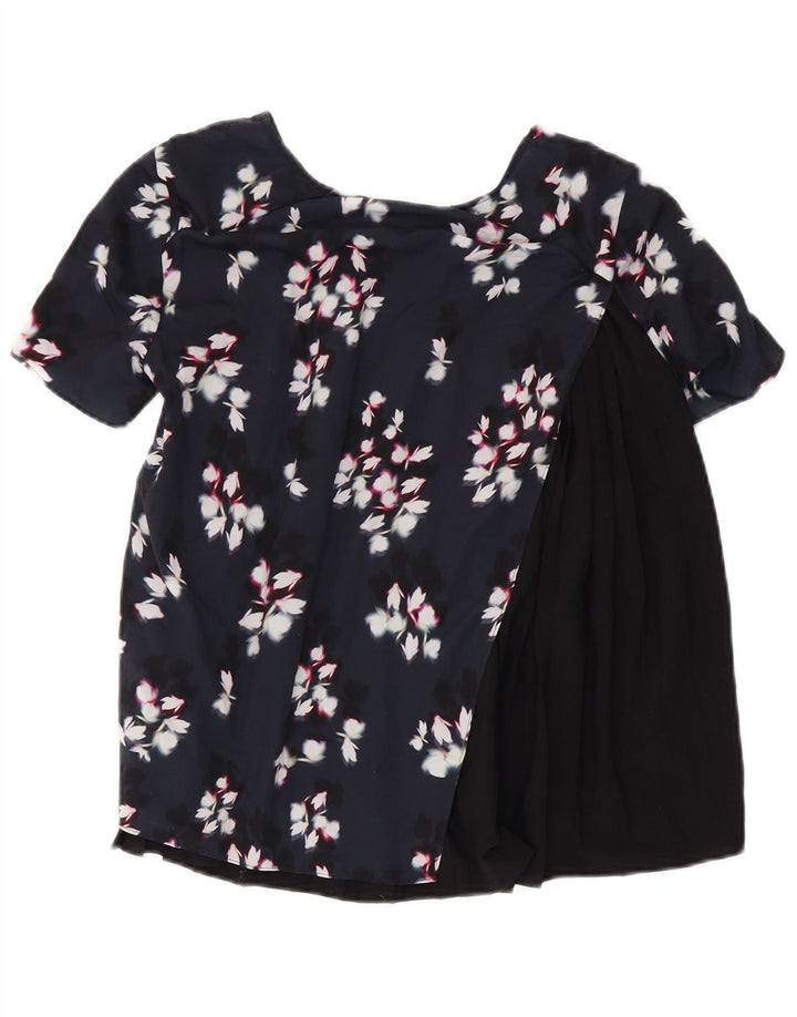 Blusa Feminina French Connection Top Reino Unido 10 Poliéster Floral Preto Pequeno