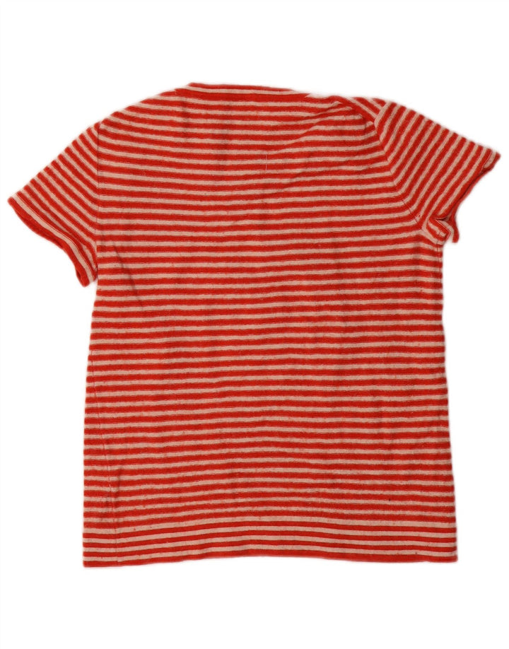 J. CREW Suéter feminino com gola canoa UK 6 XS listrado laranja