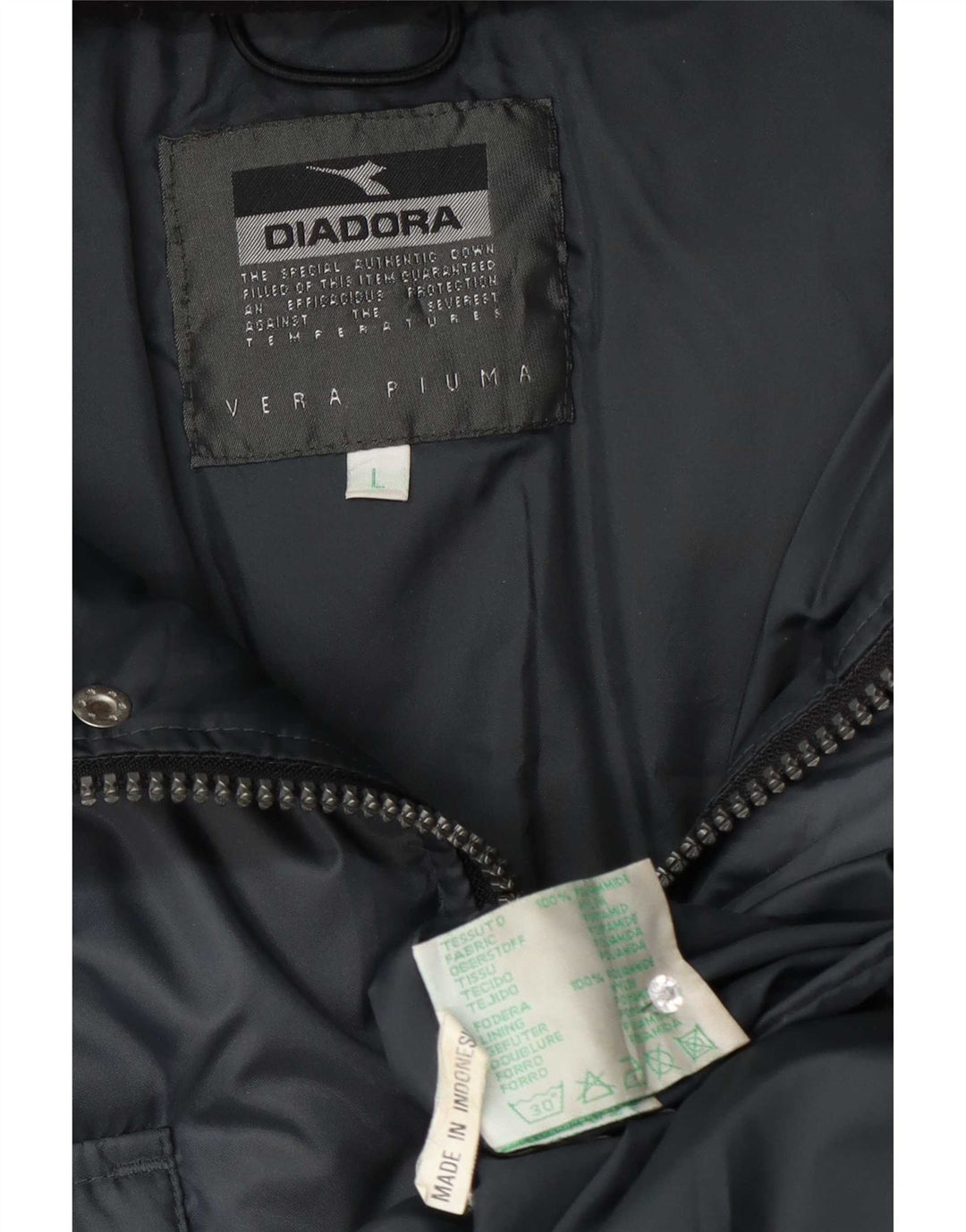 Casaco acolchoado com capuz masculino Diadora UK 40 grande azul marinho poliamida
