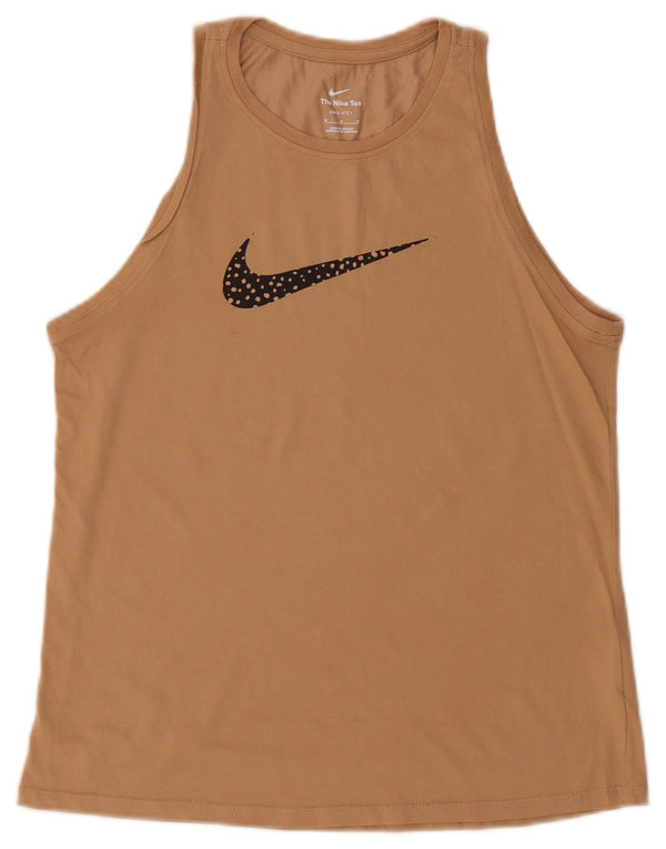 Colete gráfico Nike feminino Dri Fit Top UK 12 algodão bege médio