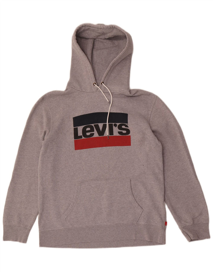 Suéter com capuz gráfico masculino Levi's grande algodão cinza