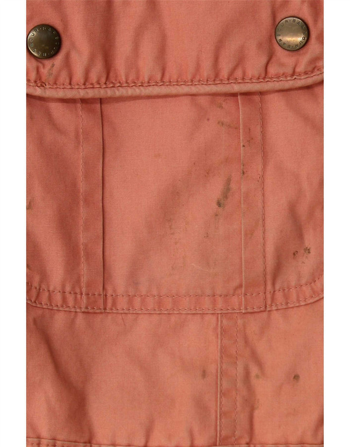 Jaqueta feminina de algodão encerado Barbour UK 12 rosa médio