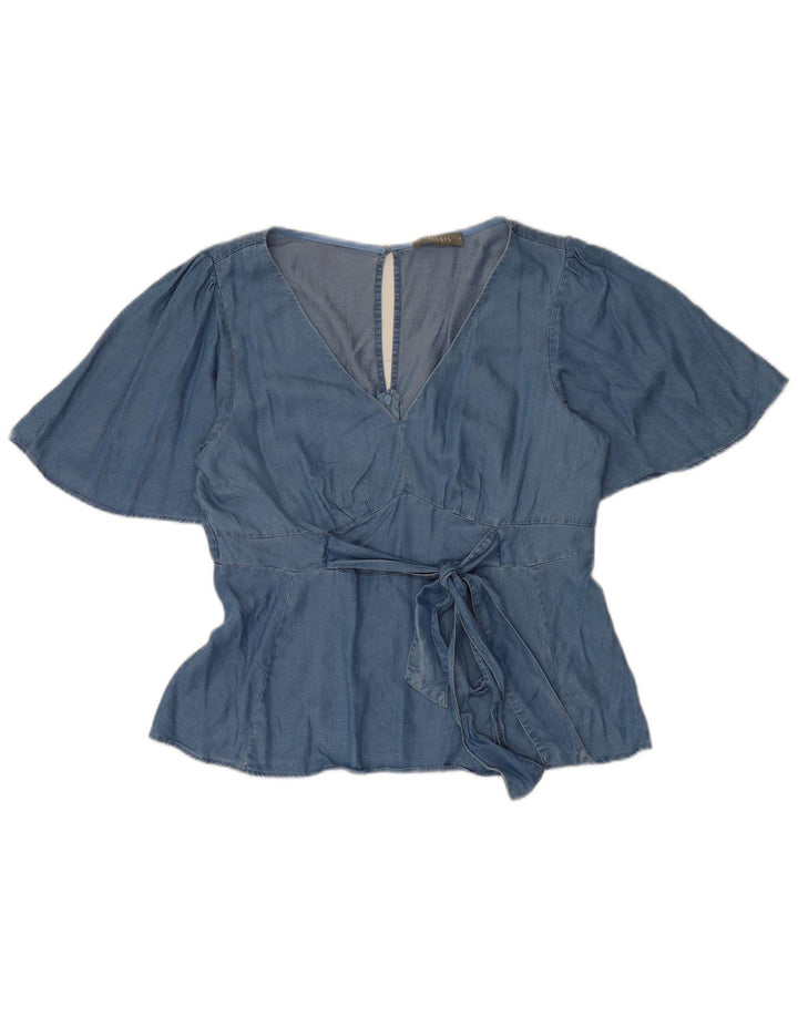 Blusa feminina Oasis UK 14 Lyocell azul médio