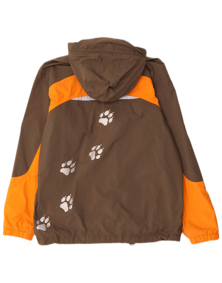 Jaqueta de chuva com capuz para meninos Jack Wolfskin 13-14 anos marrom colorblock