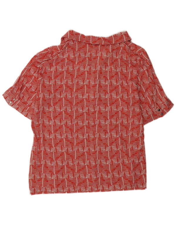 Camisa polo feminina Krizia UK 24 4XL viscose geométrica vermelha