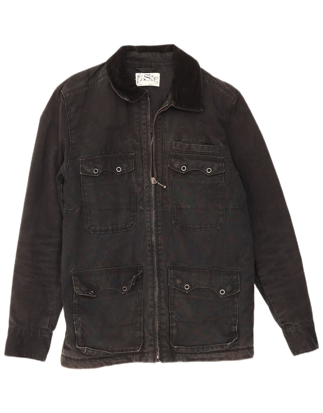 LEVI'S Mens Utility Jacket UK 36 Pequeno Algodão Preto