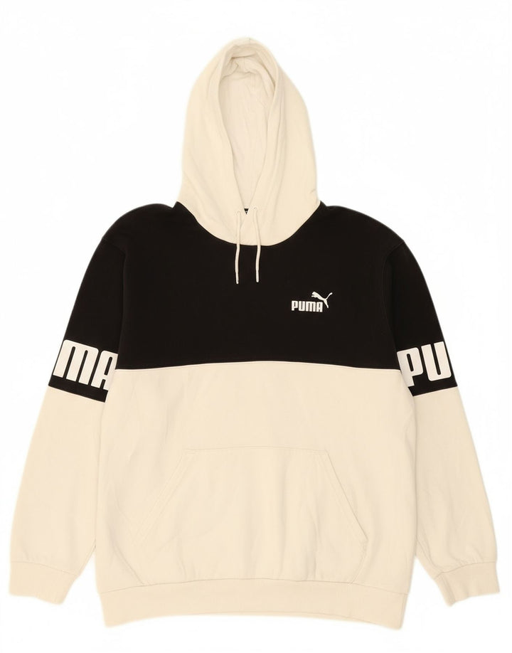 PUMA masculino gráfico moletom com capuz grande off white algodão colorblock