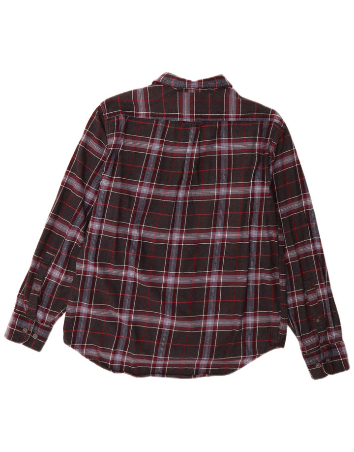 Camisa masculina de flanela Eddie Bauer grande algodão xadrez cinza