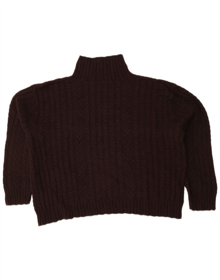 Suéter feminino Marks & Spencer com gola tartaruga Reino Unido 16 grande marrom
