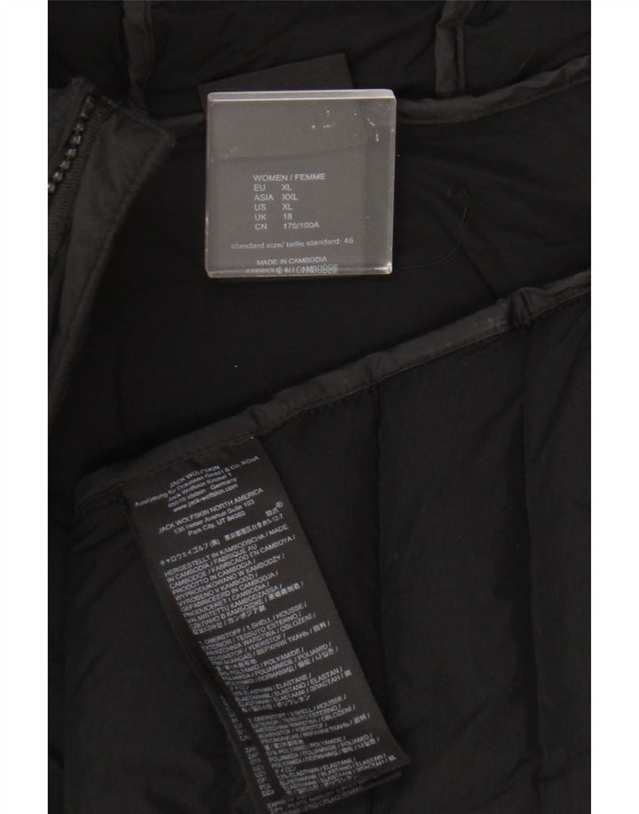 Jaqueta acolchoada com capuz feminina Jack Wolfskin UK 18 XL preta poliamida