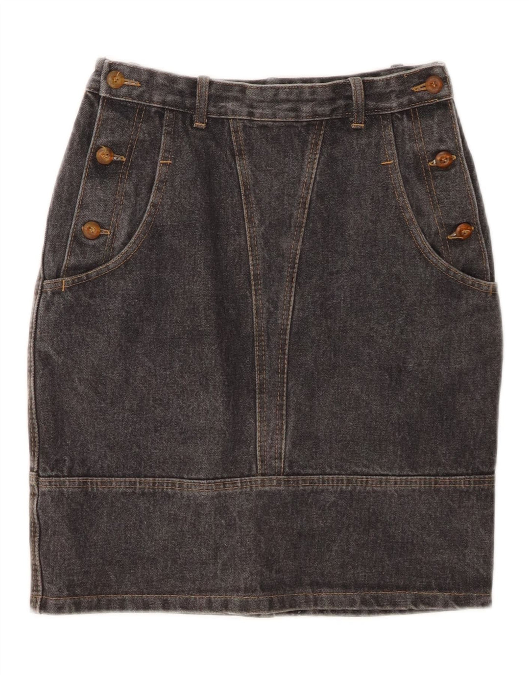 VINTAGE Womens Denim Skirt IT 34 2XS W24  Grey Cotton Vintage Vintage and Second-Hand Vintage from Messina Hembry 