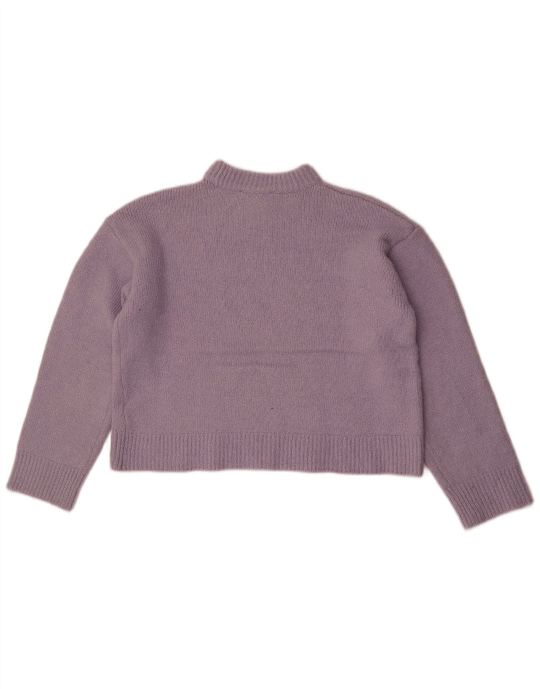 Zara Suéter feminino cropped com gola redonda Reino Unido 14 poliéster roxo médio