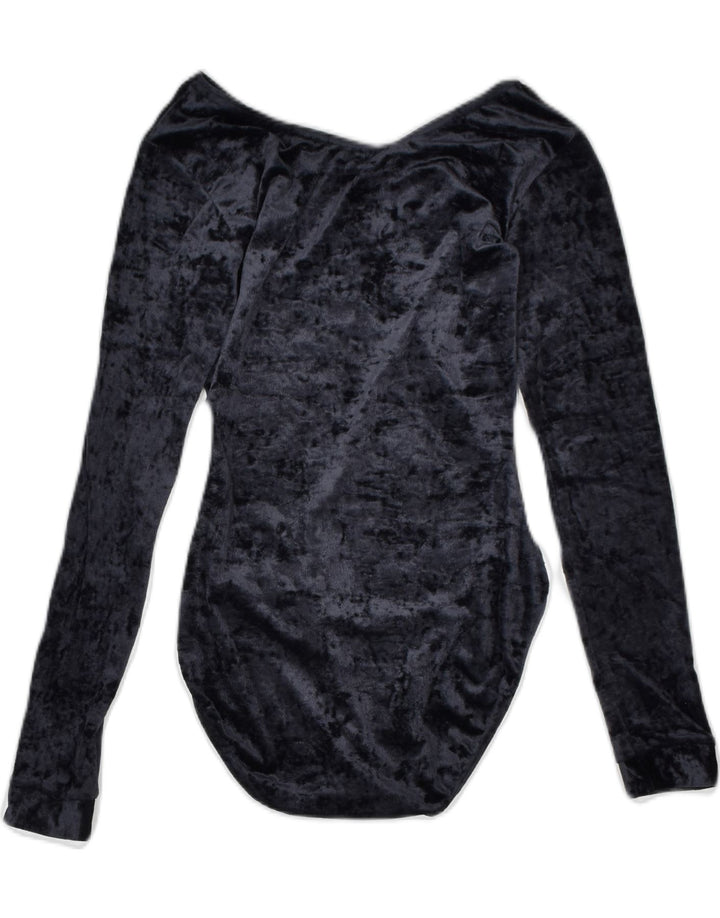 VINTAGE Womens Bodysuit UK 8 Small Black Nylon | Vintage | Thrift | Second-Hand | Used Clothing | Messina Hembry 