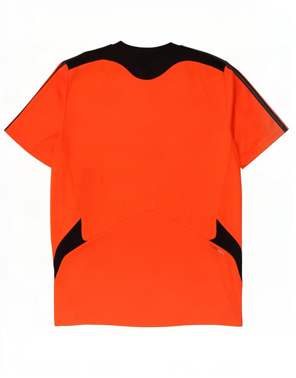 Adidas Masculino Climacool Camiseta Top Médio Laranja Colorblock Poliéster