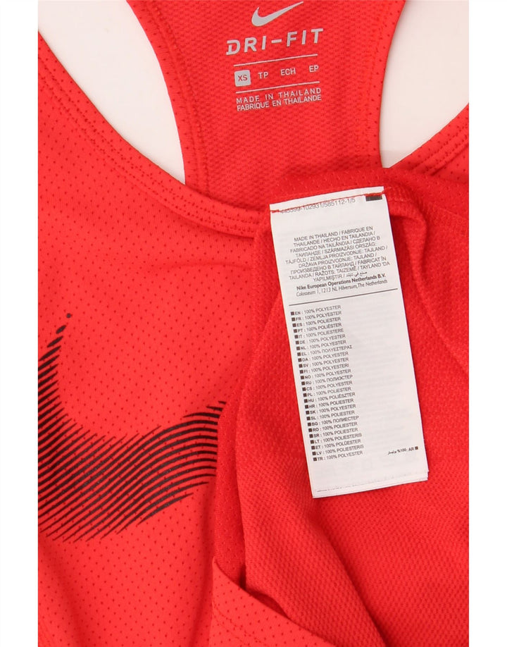 Nike Womens Dri Fit Graphic Vest Top UK 6 XS Vermelho Poliéster