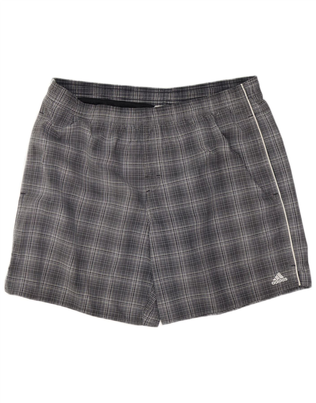 Shorts de banho masculinos ADIDAS grande poliéster xadrez cinza