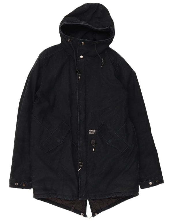 Jaqueta Parka masculina com capuz Carhartt UK 40 grande nylon azul marinho