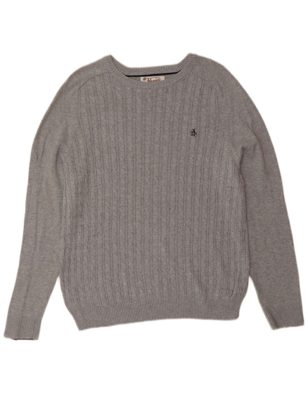 Suéter masculino Penguin com gola canoa e algodão cinza médio